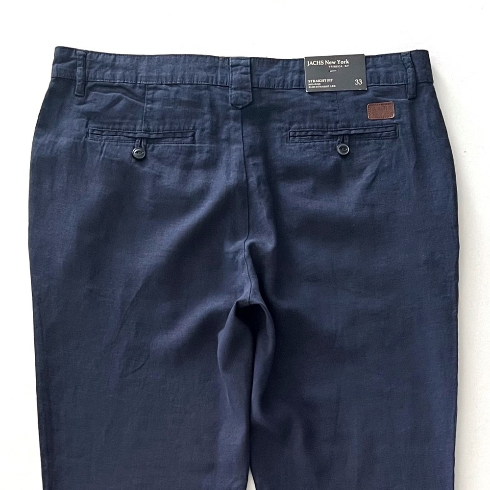 Jach’s New York Straight Fit Linen Blend Bowie Chino Pant in Indigo Size 33 - Picture 4 of 8